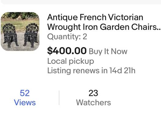 Photo Antique Wrought Iron French Victorian Grapes  Vines Garden Chairs USA $350