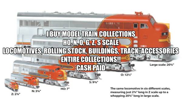 Photo LOOKING TO PURCHASE ALL SCALE OF ELECTRIC MODEL TRAINS HO,N,O,G,Z
