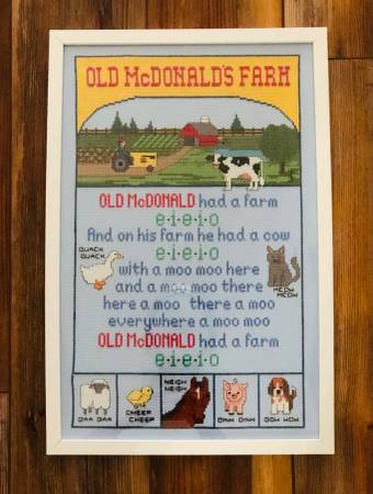 Photo Marilyn Clarks Old McDonalds Farm Framed Cross Stitch Print $55