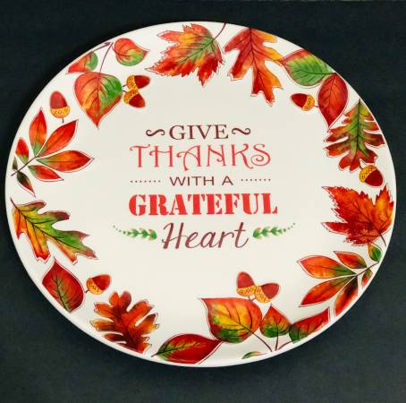 Photo NEW Hobby Lobby 12 Round Give Thanks With A Grateful Heart Platter $18