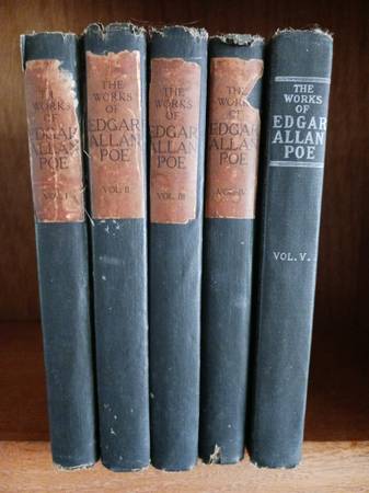 Photo The Works of Edgar Allan Poe Raven Edition Vols I-V 1903 $65