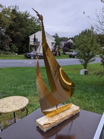Vintage brass sailboat by DeMott $50