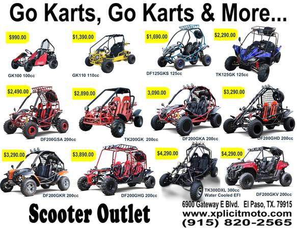 Photo NEW 2023 GO KARTS LOWEST PRICES IN EL PASO BEST DEALS $990