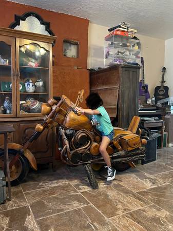 Photo antique wooden motorcycle $5,500