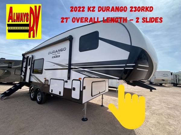 Photo 2022 KZ Durango 230RKD 2 Sld Half Ton Tow 5th Wheel Inc local Delivery $49,995