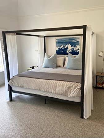 Photo Brand New Gunmetal Grey King Canopy Bed With Serta Mattress $750