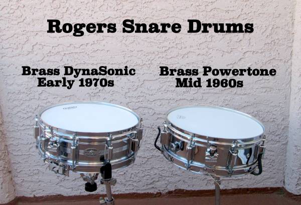 Photo ROGERS VINTAGE SNARE DRUMS SCROLL $350