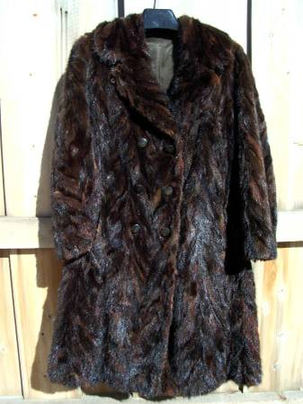 Photo Vintage Designer Mink Fur Coat  Herringbone Design  $385