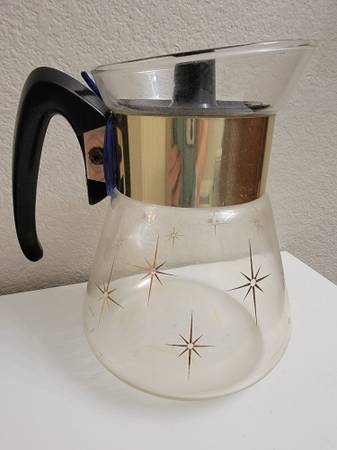 Photo Vintage atomic Starburst glass coffee pot mid Century carafe $30