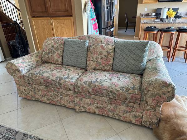 Photo two piece couch with love seat $400