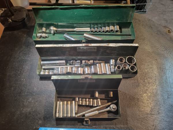 S-K Sockets, Extensions, Ratchet in 14 38 and 12 Drive, 56 Pieces $120