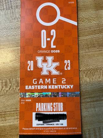 Photo Orange Lot Parking Pass (Kentucky vs EKU) $100