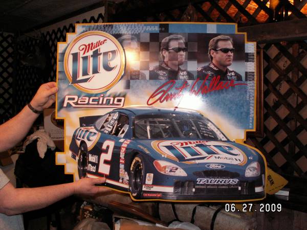 Photo Vintage New Rusty Wallace Miller Lite metal sign $30