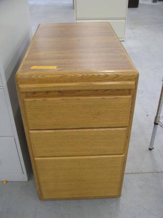 Photo Heavy weight Solid Oak Wooden 3 Drawers FILE Cabinet  Long Slide Tray $160