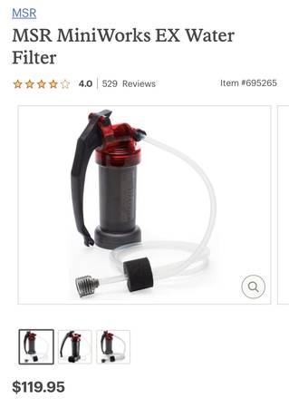 MSR mini works EX water filter $80