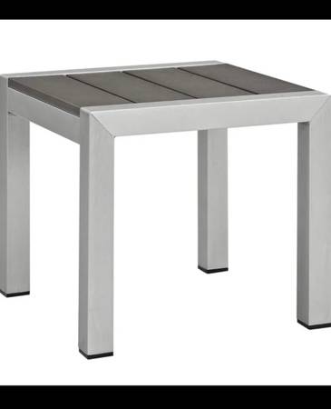 Modway Silver Gray Shore Outdoor Patio Aluminum Side Table $60
