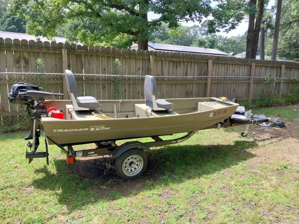 Photo 12ft Tracker Jon Boat with trailer and motor for sale $2,100