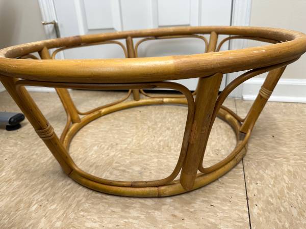 Photo Vintage mid century modern retro Papasan bamboo Rattan boho Chair base only 28 $45