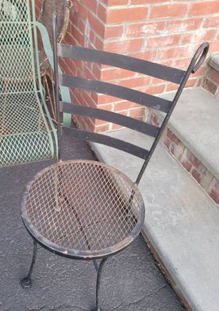 Photo 2 Outdoor Black Metal Mesh Chair Wrought-iron Patio Garden Bistro Stool Porch $50