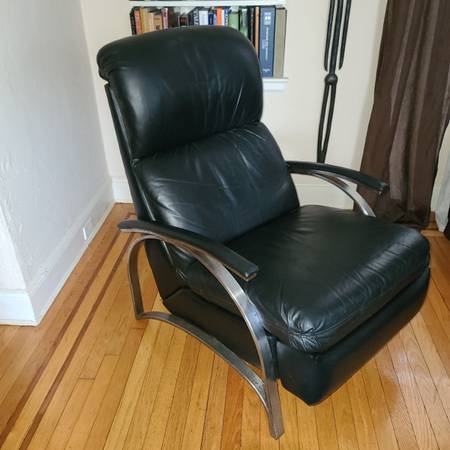 Photo Modern Barcalounger Spectra II Black Leather Recliner Chair $580