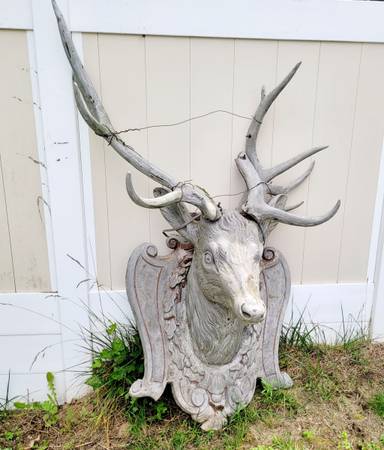 Photo Outdoor Large Reindeer Deer Head Statue Farm House Wall Decor Hunting Barn Cotta $300