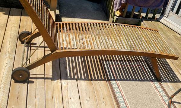 Photo Solid Teak Wood Patio Porch Lounge Chair Chaise Pool Side Deck Backyard Garden F $100