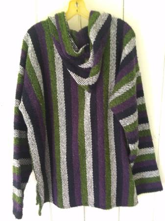 Photo BAJA Mexican Colorful - Striped Hooded Pullover SWEATSHIRT $25