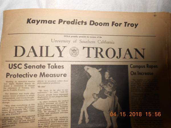 DAILY TROJAN, usc newspaper by UCLA $10