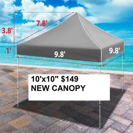 Photo EZ-UP CANOPY SHELTER POP UP TENT NEW COVER GRAY 10X10 SUN SHADE $125