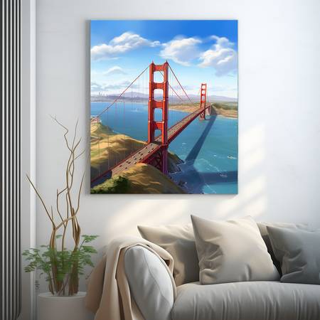 Photo FIRESALE Golden Gate Bridge SF Golden Horizons A Pixar-Style Print $25