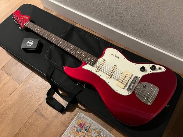 Photo Fender Pawn Shop Bass VI 6 Guitar w Mastery Bridge Candy Apple Red OBO $2,100
