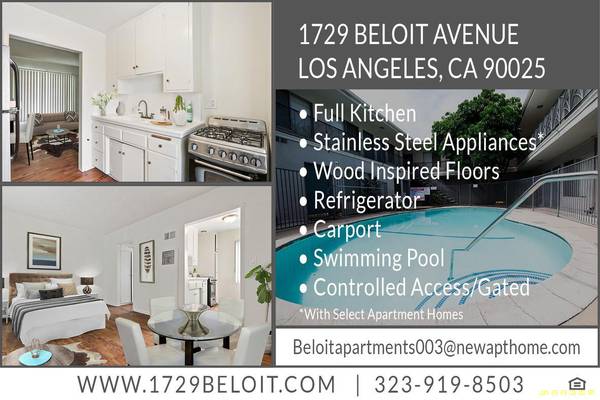 Full Kitchen  Refrigerator  Studio in West Los Angeles  Call Today $1,795
