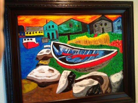 Photo IMPRESSIONIST DINGY ACRYLIC PAINTING ON CANVAS $350