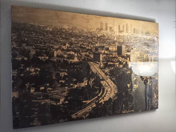 Photo Los Angeles Cityscape Resin Cast Wood Print Wall Hanging $250