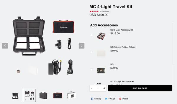 Photo MC 4-Light Travel Kit $290