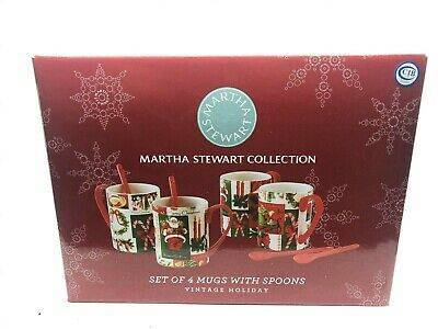 Photo Martha Stewart Collection Set Of 4 Vintage Holiday Mugs w Ceramic Spo $80
