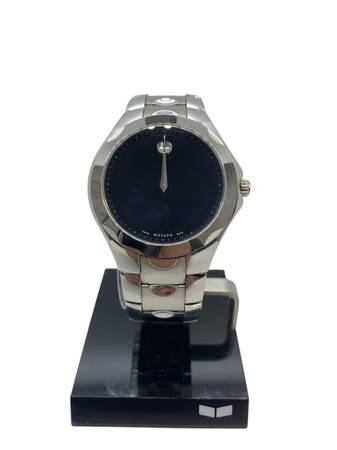 Movado Luno Swiss Made Black Museum Dial Stainless Steel Mens Watch $225