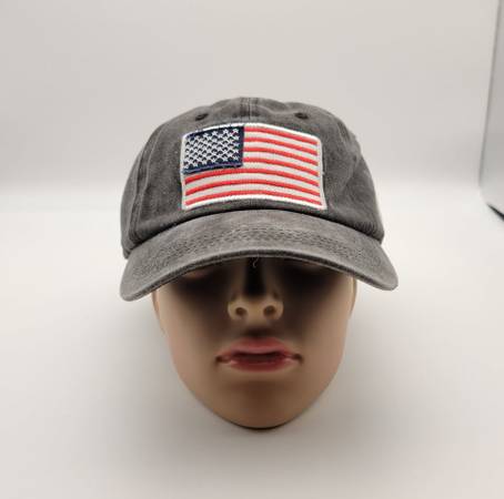 NEW American Flag Embroidered on Black Adjustable Proud Patriotic Hat $14