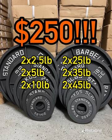 Photo Olympic Plate set Cast iron 245 lbs Brand New Still In The Box  $250