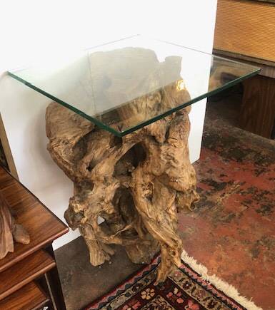 Photo Teak Wood Free-Form Floor Standing Art Piece Table (1) $450
