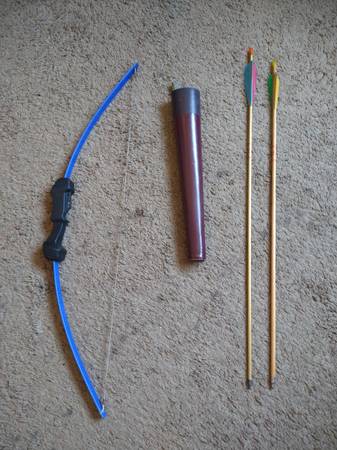 Photo Training Bow 20 Lb. With 2 Nice Arrows and Sheath $20