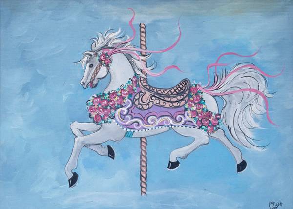 Photo Vintage Original Carousel Horse Painting on Canvas by Lore Crockett $40