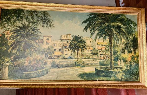 large Print framed E F KARGER Landscape 28 X 52 inch Hollywood Regency $125