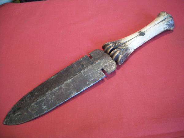 Photo Antique American Indian Dag  Beaver Tail Knife $700