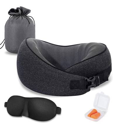 Photo Travel pillow with earplugs  eye mask $20