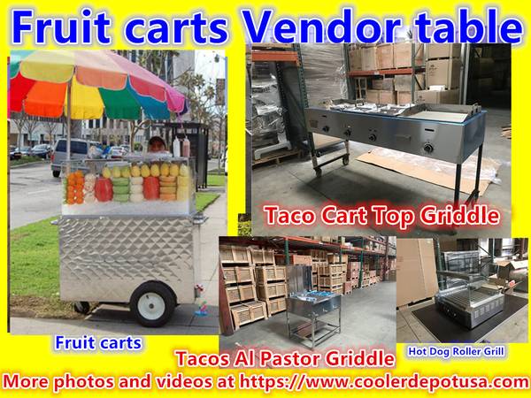 Photo Vendor Fruit carts Hot Dog Roller Grill Taco Cart Plancha Flat Top Gri $485