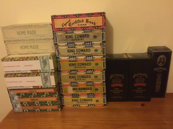 Photo Vintage Cigar Boxes, Jack Daniels Boxes $1