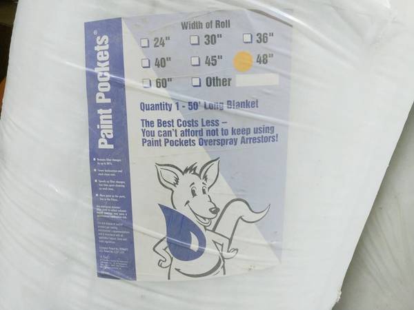 Paint Pockets White Paint Arrestor 48 Inch x 60 Foot Roll - Open See P $80