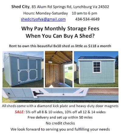 Photo Why pay a storage fee every month when you can buy a shed $118