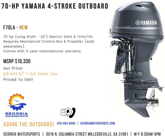 Photo New Yamaha F70LA 70 hp Outboard Boat Motor $8,443